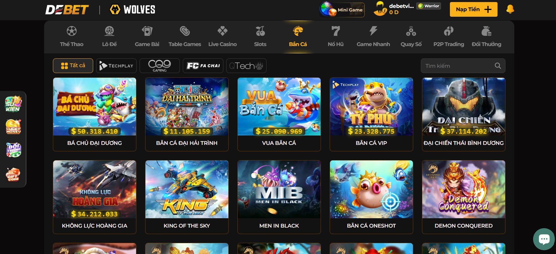 Cổng game Debet sở hữu kho game bắn cá vô cùng hấp dẫn